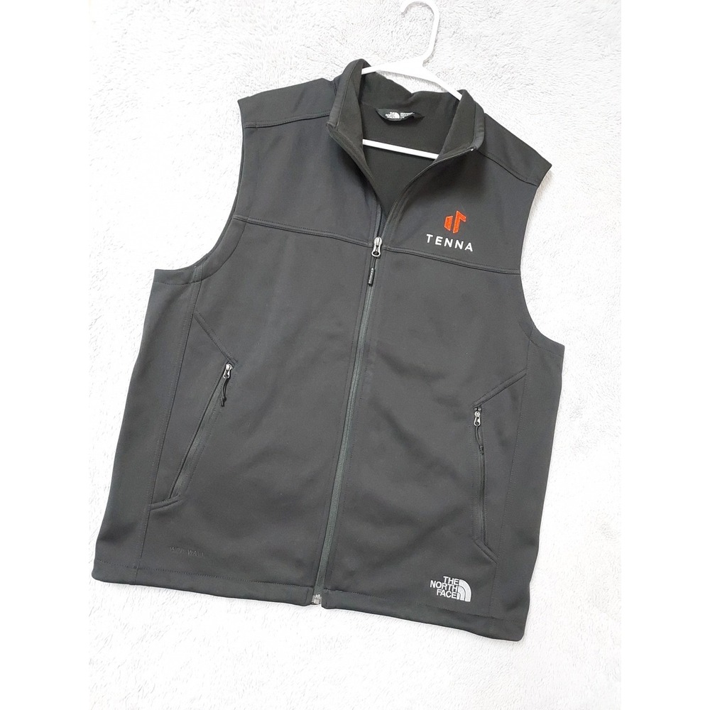 The North Face Jacket Mens Large Windwall Softshell Vest Chest Logo Fleece Black
